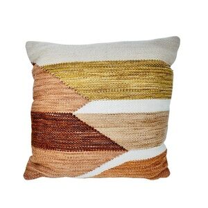 World Market Tonal Woven Tri-Color Throw Pillow 18" Square Boho Indoor Outdoor